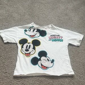 Zara Kids Mickey Mouse Tee - White with Colorful Prints
